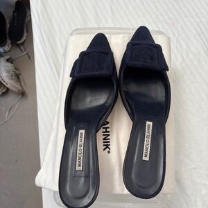 Manolo Blahnik suede kitten heels